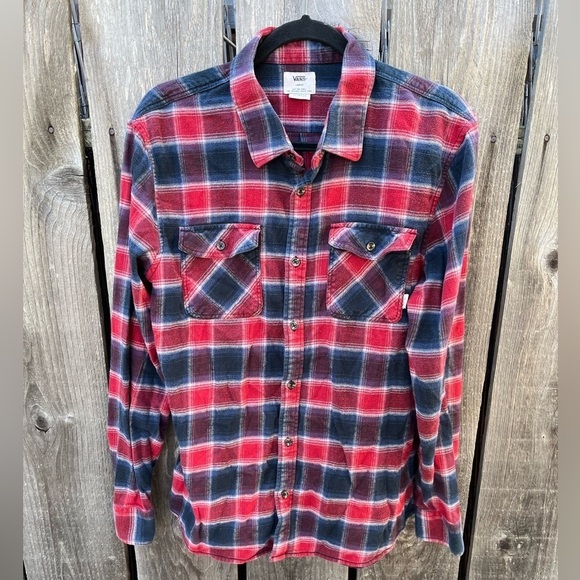 Men's VANS Flannel Shirt Multicolor Plaid L Classic Fit Pocket Skate Street Surf - Picture 1 of 11